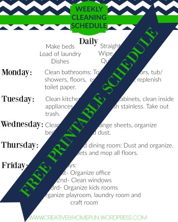 Weekly Cleaning Schedule FREE PRINTABLE! Great for keeping up with the house! #cleaning #housework #freeprintable #printable #graphicstock